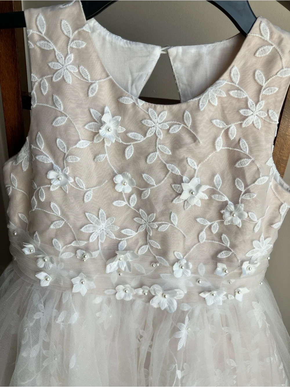 Princess Daliana Girls Ivory Floral Tulle Party Dress